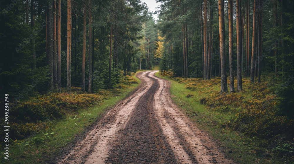 Fototapeta premium Rustic Gravel Road in Pine Forest