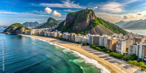 Copacabana beach Leme district Fort Duque de Caxias at the top of the hill Generative AI