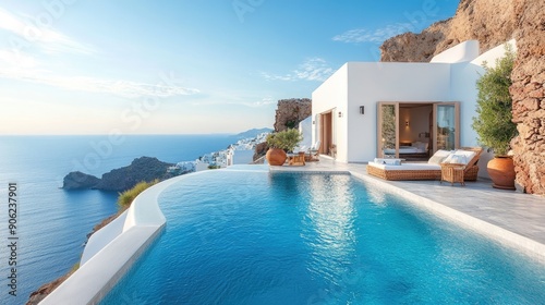 Luxurious infinity pool overlooking tranquil ocean at a cliffside villa