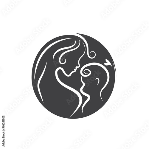 mother and baby icon vector design for midwife branding design