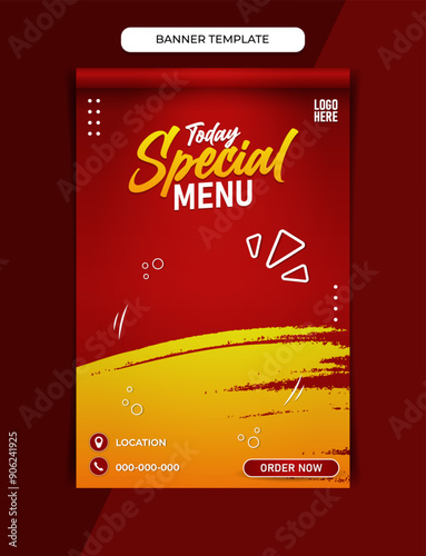 Today special menu  banner template for social media story post or for printing