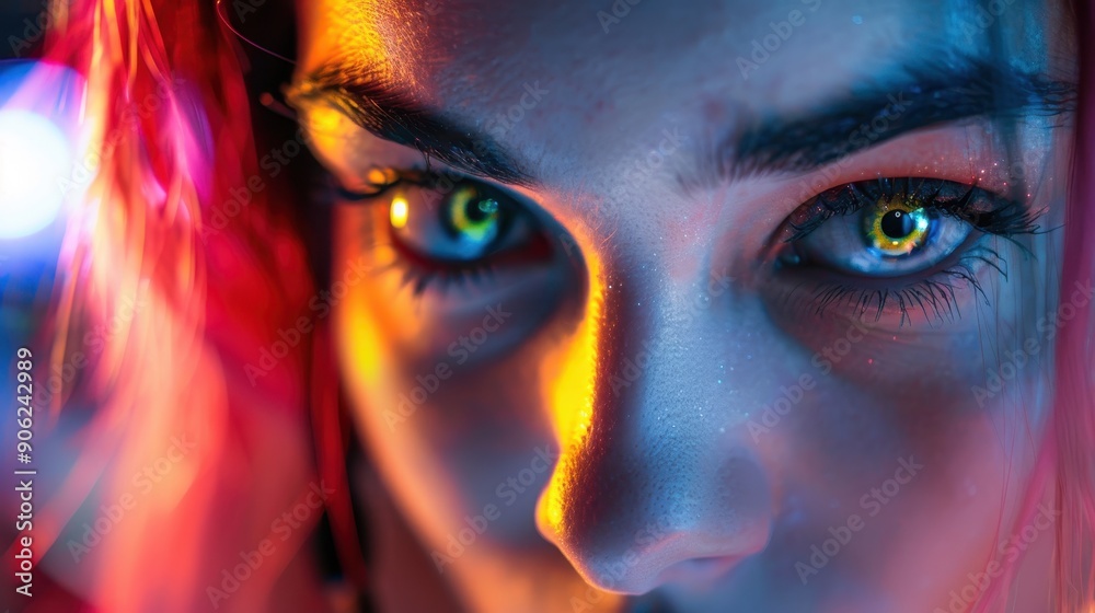 Immersed in Victory - Female Gamer in Intense Competitive Match with RGB Gaming Setup and Focused Gaze