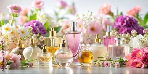 Collection of fragrances perfumes cosmetics and delicate flowers  master perfumers AI-Created Content