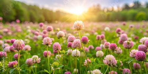 Wallpaper Mural Wild flowers of clover in the meadow Generative AI Torontodigital.ca