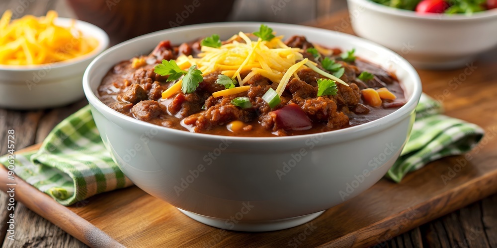 bowl of beef chili topped with cheddar AI-Created Content bowl of beef chili topped with cheddar AI-Created Content