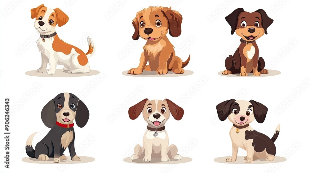 Adorable cartoon dogs and puppies, playful and funny pets, different breeds, vector set, cheerful and friendly dogsb Adorable cartoon dogs and puppies, playful and funny pets, different breeds, vector set, cheerful and friendly dogsb