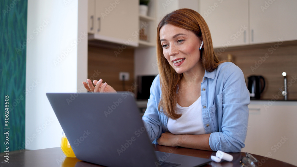Woman working online with her clients from home Woman working online with her clients from home