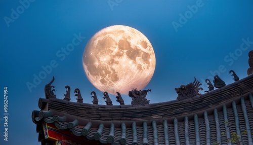  A full moon can be seen in Chuseok, Korea's Thanksgiving Day. photo