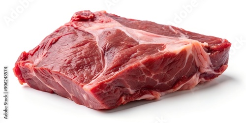 A piece of raw red meat of goat isolated in white background AI-Created Content