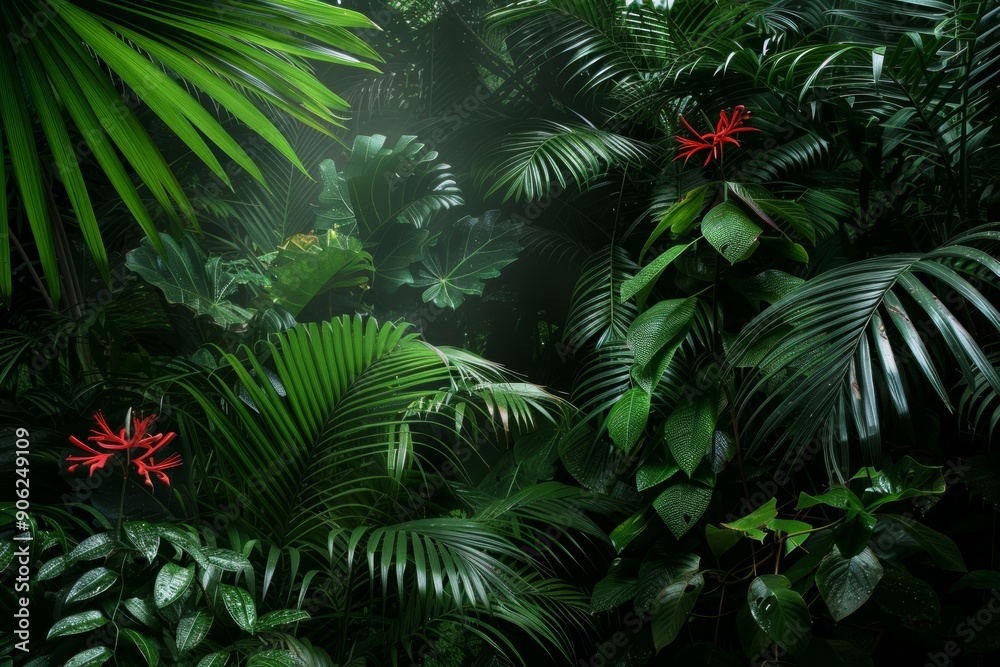 Fototapeta premium Studying jungle genera in natural habitats involves researching various plant and animal genera within dense, tropical jungles.