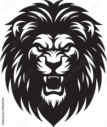 Lion head mascot Silhouette isolated on white background Minimalist lion vector shape icon