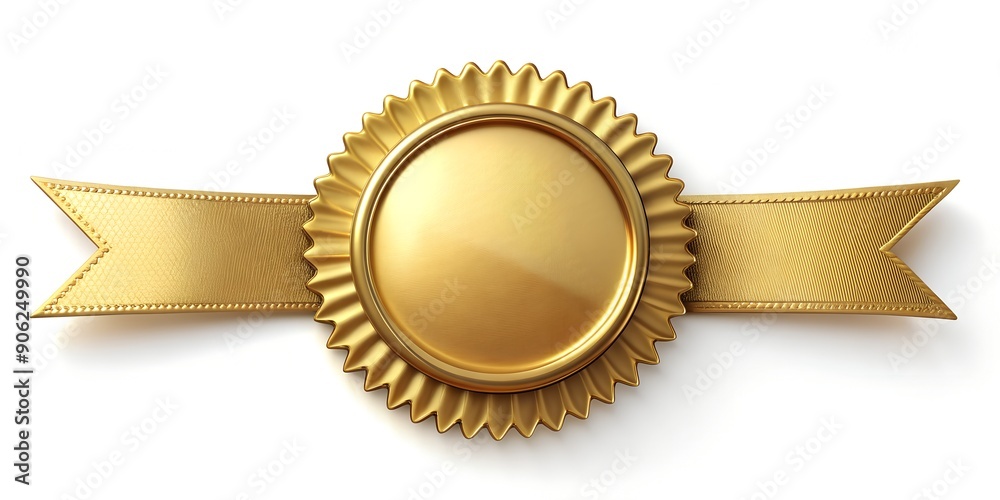 Golden award badge with ribbon on white background Generative By AI Golden award badge with ribbon on white background Generative By AI