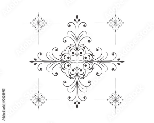 Set of Fancy Decorative Ornamental Lines vector. ai generated