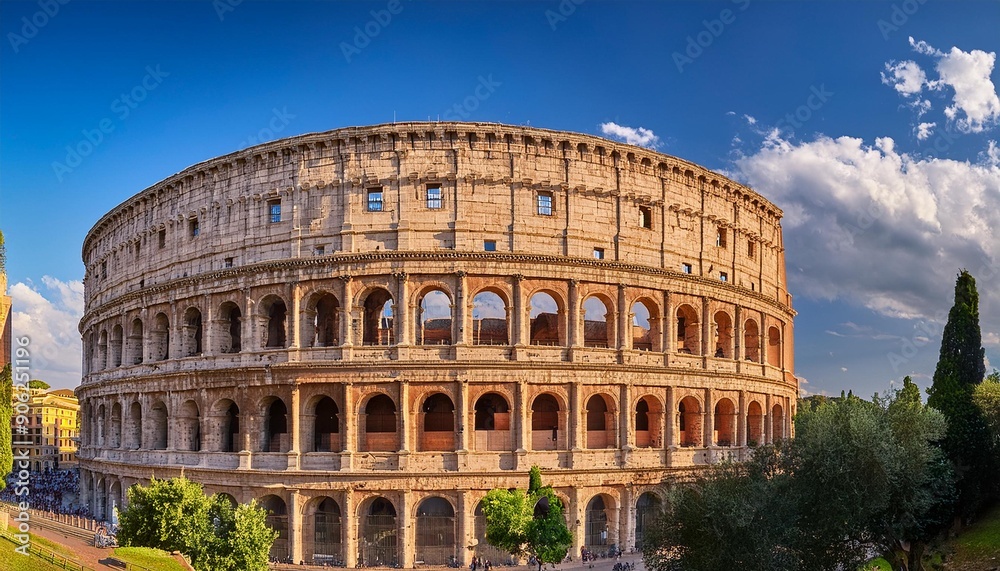 Fototapeta premium summer day sunny sky most famous rome colosseum panorama 4k time lapse italy