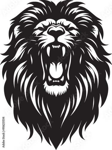 Lion head mascot Silhouette isolated on white background Minimalist lion vector shape icon
