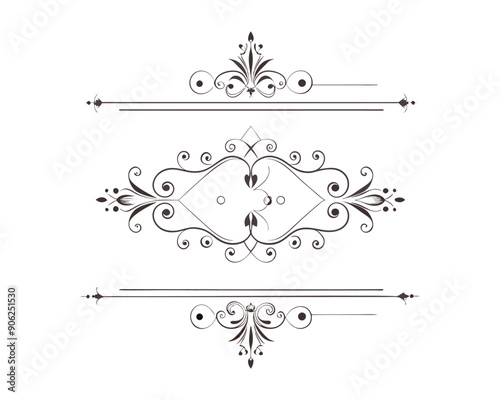 Set of Fancy Decorative Ornamental Lines vector. ai generated