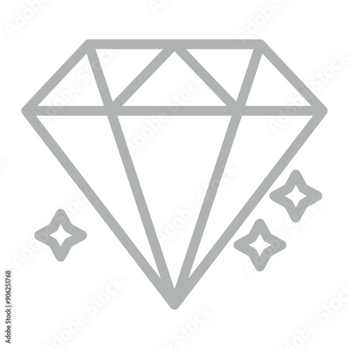 Diamond Vector Line Grey Icon Design