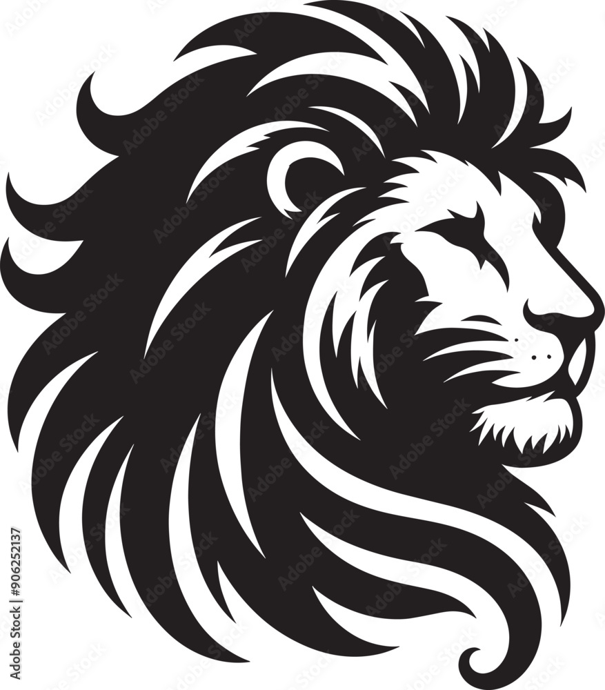 Lion head mascot Silhouette isolated on white background Minimalist lion vector shape icon Lion head mascot Silhouette isolated on white background Minimalist lion vector shape icon
