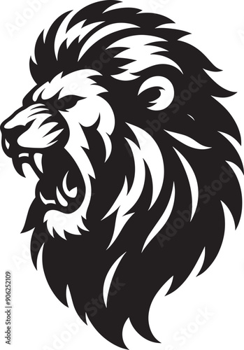 Wallpaper Mural Lion head mascot Silhouette isolated on white background Minimalist lion vector shape icon Torontodigital.ca