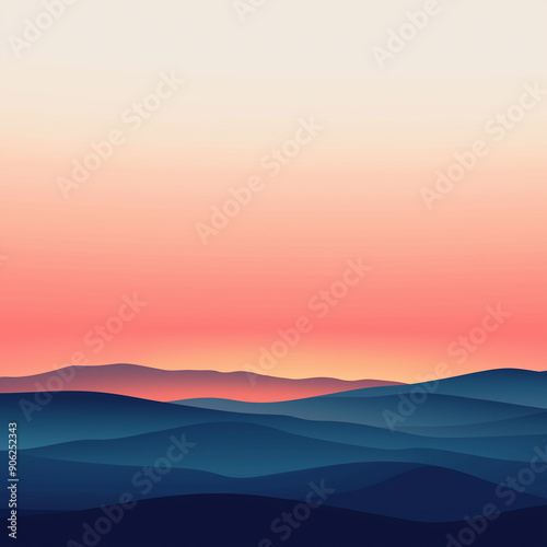 A natural landscape background with a smooth gradient mimicking a sunset over rolling hills © vichudapan
