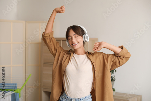 Happy young woman with head...