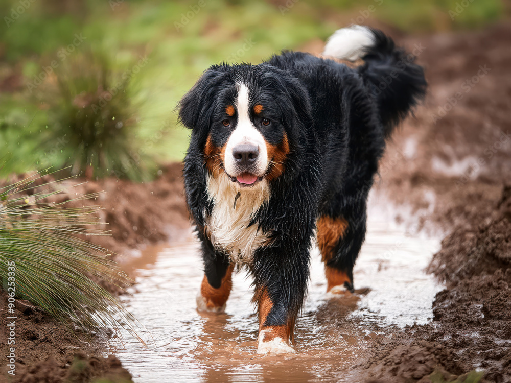 A dog in the mud A dog in the mud
