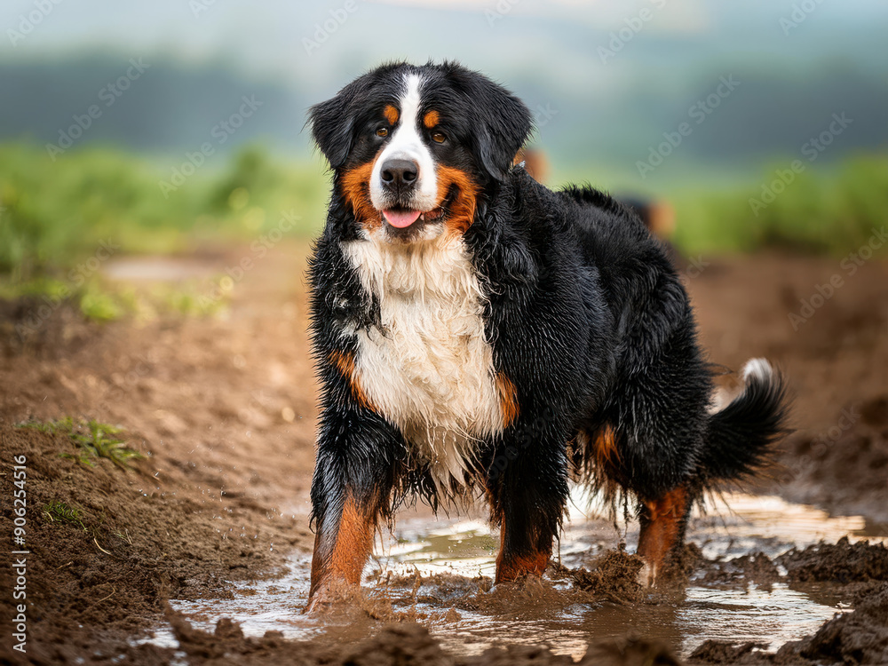 A dog in the mud A dog in the mud