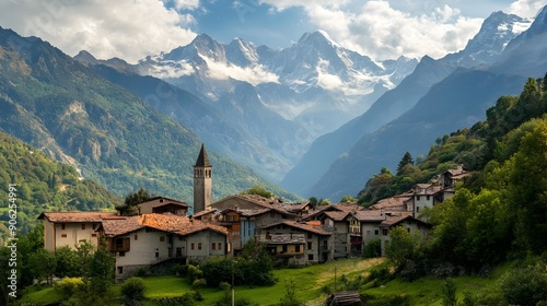 Charming Mountaintop Village with Scenic Landscapes and Serene River