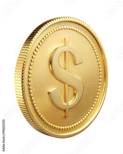 gold dollar coin isolated on white background , png format