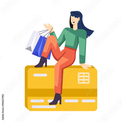 A flat character illustration of shopping payment

