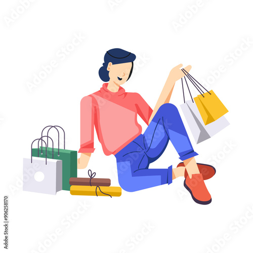 Character based flat illustration of purchaser  

