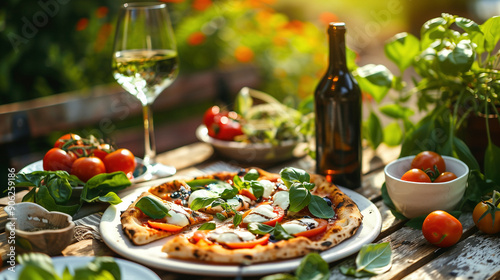 Gourmet Margherita pizza with fresh mozzarella