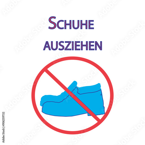 Sign to take off shoes in German Schuhe ausziehen