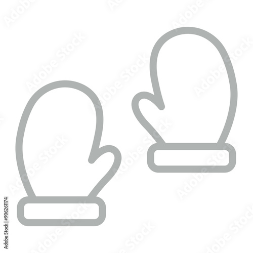 Mitten Vector Line Grey Icon Design