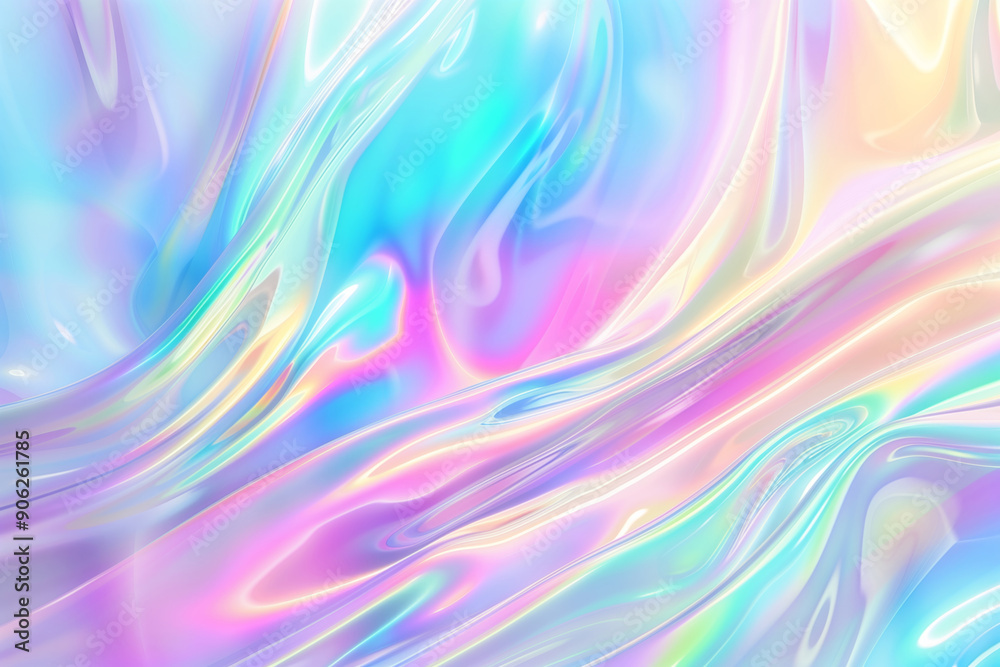 Holographic iridescent hologram background with pastel rainbow colors and soft wavy waves of liquid light for elegant design or packaging. Holographic iridescent hologram background with pastel rainbow colors and soft wavy waves of liquid light for elegant design or packaging.