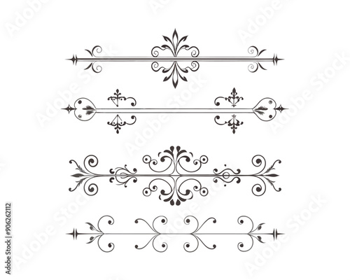 Wallpaper Mural Set of Fancy Decorative Ornamental Lines vector. ai generated Torontodigital.ca