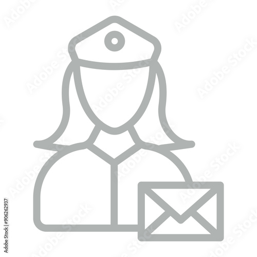 Post Women Vector Line Grey Icon Design