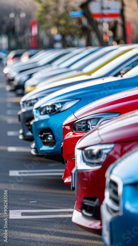 A variety of cars are neatly parked in an outdoor area, showcasing options available for sale and rental