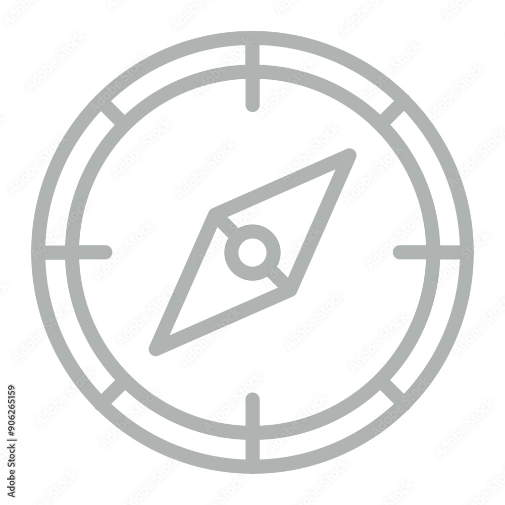 Compass Vector Line Grey Icon Design Compass Vector Line Grey Icon Design
