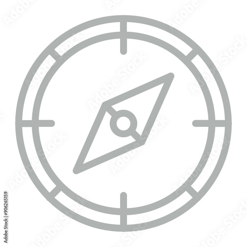 Compass Vector Line Grey Icon Design