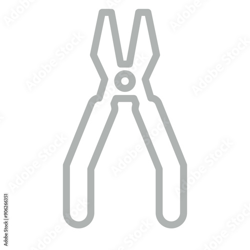 Pliers Vector Line Grey Icon Design