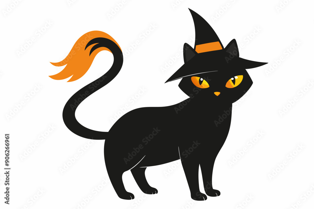 Fototapeta premium Halloween cat vector illustration, Halloween silhouette vector 