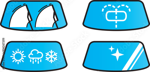 Car wiper blades, high-definition, water spray, suitable weather icon