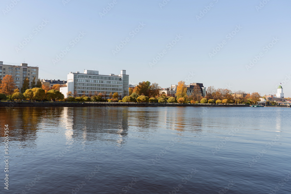 Obraz premium cityscape of Wiborg with bay view