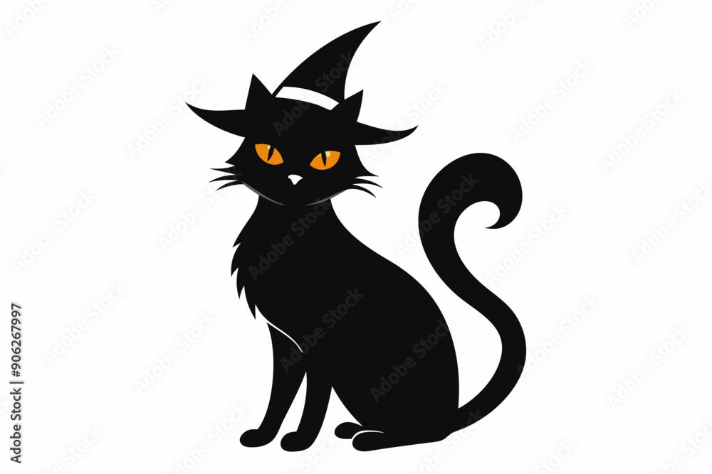 Fototapeta premium Halloween cat vector illustration, Halloween silhouette vector 