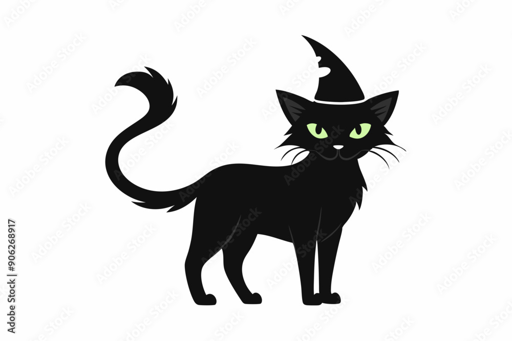 Obraz premium Halloween cat vector illustration, Halloween silhouette vector 