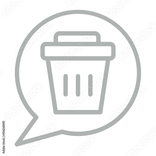 Delete Message Vector Line Grey Icon Design