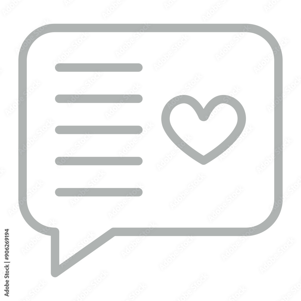 Love Message Vector Line Grey Icon Design Love Message Vector Line Grey Icon Design