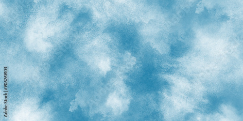 Abstract Blue watercolor painted cloudy sky background, clear blue sky background summer season clouds texture, The summer is colorful clearing day Good weather with natural clouds.	