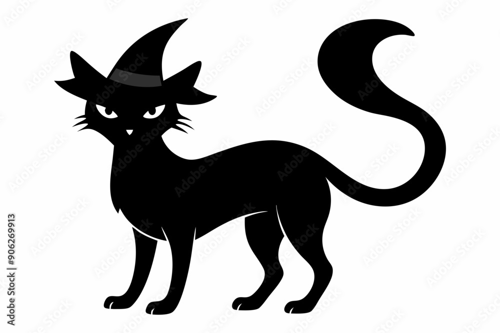 Fototapeta premium Halloween cat vector illustration, Halloween silhouette vector 